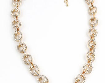 The LINKS White Rhinestone Chain Link Necklace