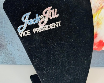 OVERSIZED Jack and Jill of America VICE PRESIDENT Rhinestone Brooch Pin