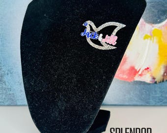 Jack and Jill of America Greek Inspired Dove Rhinestone pin