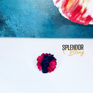 Jack and Jill of America Men’s Deep Magenta Pink and Blue Flower Lapel Brooch