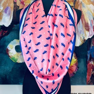 Jack and Jill of America Oversized Pink and Dark Blue JJ Square Scarf