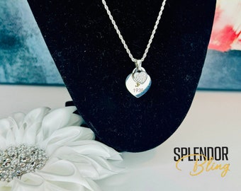 JJOA Rope Necklace with Interlocking JJ and Rhinestone Heart Charm - Jack and Jill