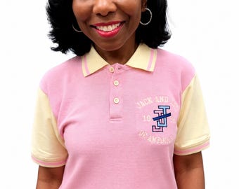 JJOA ADULT Pink and Cream Polo Shirt