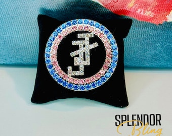 Oversized Crystal Interlocking JJ Brooch
