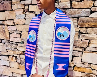 Jack and Jill of America REVERSIBLE Kente Inspired Satin Printed Graduation Stole