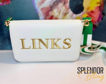 LINKS White Cross Body Bag w/Adjustable Striped Strap