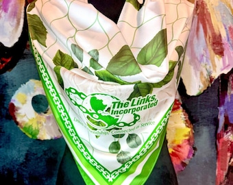 LINKS Oversized White Trellis Rose Logo Square Scarf