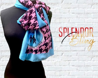 Pink/Black Houndstooth CHIFFON Scarf Jack and Jill of America