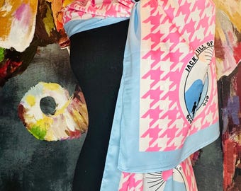 SATIN White/Pink Houndstooth Scarf Jack and Jill of America