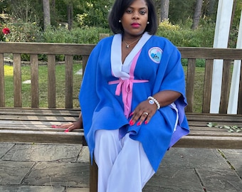 JJOA Royal Blue/Pink Sweater Shawl - Jack and Jill of America