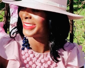 CLOSEOUT - Jack and Jill of America inspired Pink and Blue beaded necklace set