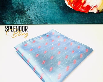 Jack and Jill of America light blue/light pink interlocking JJ pocket squares