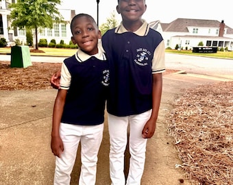 JJOA YOUTH Navy and Cream Polo Shirt