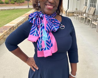 JJOA SATIN Blue Chevron Scarf Jack and Jill of America