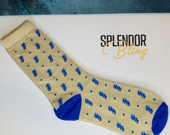 JJOA Khaki and Blue Interlocking JJ Unisex/Men’s Socks