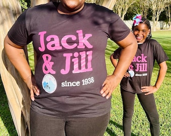 Adult JJOA Black w/ Pink print Unisex t-shirt - Jack and Jill of America