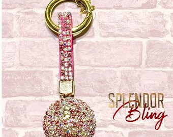 Jack and Jill of America Pink Crystal Ball Keychain/Bag Charm