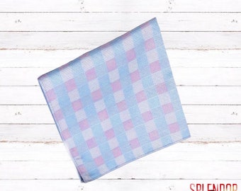 Jack and Jill of America boys or mens light blue/light pink check pocket squares