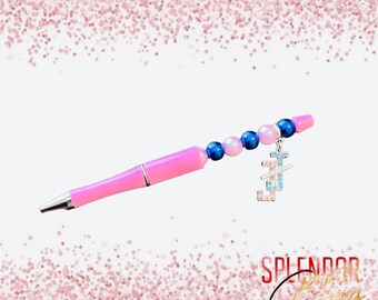 JJOA Pink Ballpoint Ink Pen with Bling Logo Charm - Jack and Jill of America