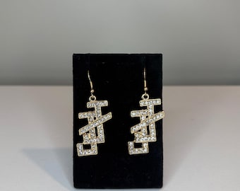 JJOA White Set in Gold Interlocking JJ Logo Earrings - Jack and Jill