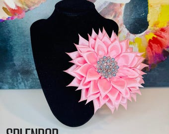 JJOA Pink w/Intricate Pink, Blue and Pearl Jewel Center Flower Brooch - Jack and Jill