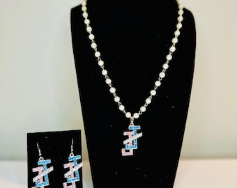 Jack and Jill of America pearl beaded necklace & earring set