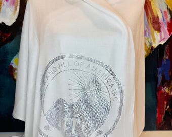 Jack and Jill of America Protocol Perfect White Pashmina Shawl with Clear Rhinestone logo