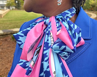SATIN Blue/Lt. Blue Houndstooth Scarf Jack and Jill of America