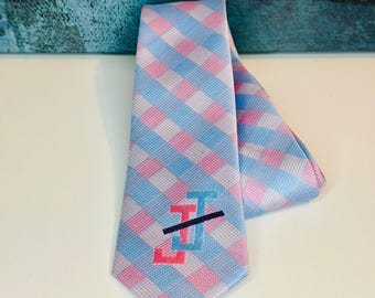 Jack and Jill of America light blue/light pink check classic tie