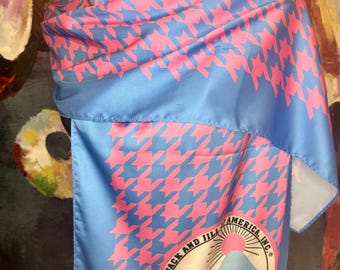 SATIN Pink/Lt. Blue Houndstooth Scarf Jack and Jill of America