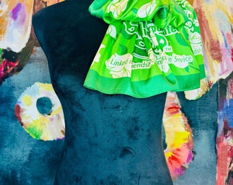 LINKS Green Floral SATINY Scarf