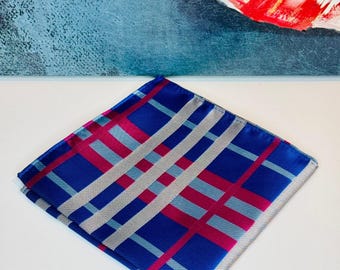 Jack and Jill of America boys or mens royal blue/magenta plaid pocket squares