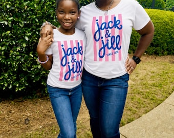 JJOA YOUTH White Striped Script t-shirt - Jack and Jill
