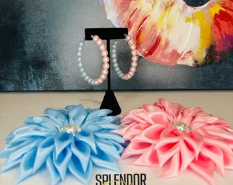 JJOA Large Size Pink and Blue Pearl Earrings