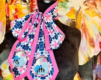 JJOA Blue Geo Print SATINY Tie Scarf/Stole - Jack and Jill of America