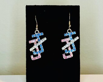 JJOA Interlocking JJ Pink/Blue/White Logo Earrings - Jack and Jill