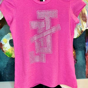 JJOA YOUTH Girls Pink Interlocking JJ Rhinestone Bling T-Shirt - Jack and Jill