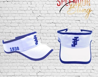 White/Navy JJ branded Visor — Jack and Jill of America