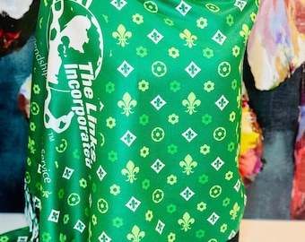 LINKS Green High Fashion Fleur de Lis Pashmina Shawl with Color Seal logo