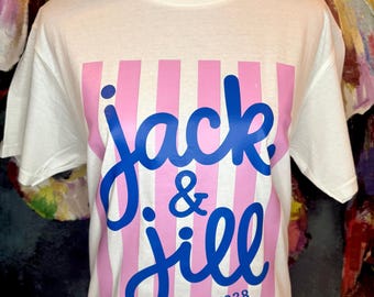 ADULT White Striped Script T-Shirt - Jack and Jill of America