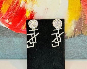 JJOA Protocol Perfect Rhinestone Interlocking JJ Earrings