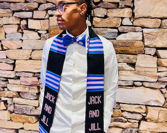Jack and Jill of America Authentic Handwoven BLACK Kente Graduation Stole