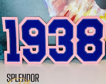 1938 Twill Blue with Pink Trim DIY Iron-On Patch - Jack and Jill of America