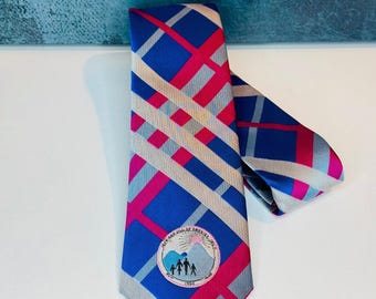 Jack and Jill of America royal blue/magenta plaid classic tie