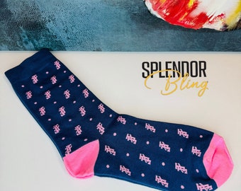 JJOA Blue and Pink Interlocking JJ Unisex/Men’s Socks