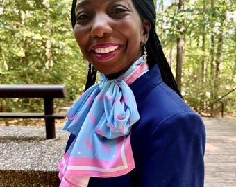Light Blue & Pink Twill Satin Scarf Jack and Jill of America