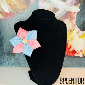 JJOA Petite Blue & Pink Ribbon Flower Brooch - Jack and Jill of America