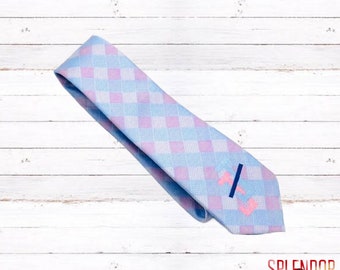 Jack and Jill of America light blue/light pink check classic tie