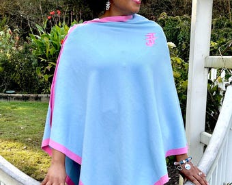 JJOA Pastel Blue/Pink Sweater Shawl - Jack and Jill of America