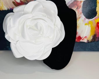 LINKS Oversized Protocol Perfect White Satin Flower Brooch